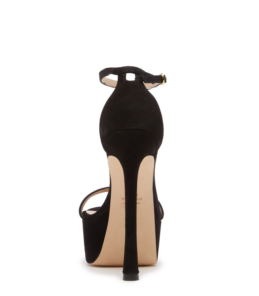 Stuart Weitzman NUDISTCURVE HOLLYWOOD SANDAL BLACK SB714SUEBLK