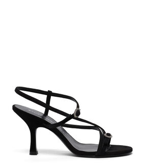 Stuart Weitzman KENSINGTON STRAPPY SANDAL 85 BLACK SN110SUEBLK
