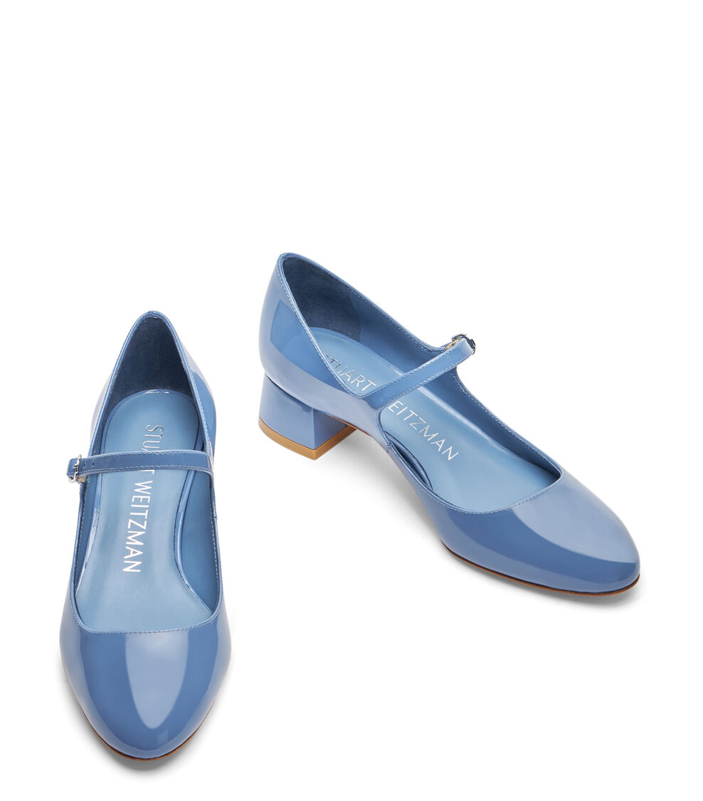 Stuart Weitzman VIVIENNE 35 MARY JANE ACERO AZUL SG836PATBSL