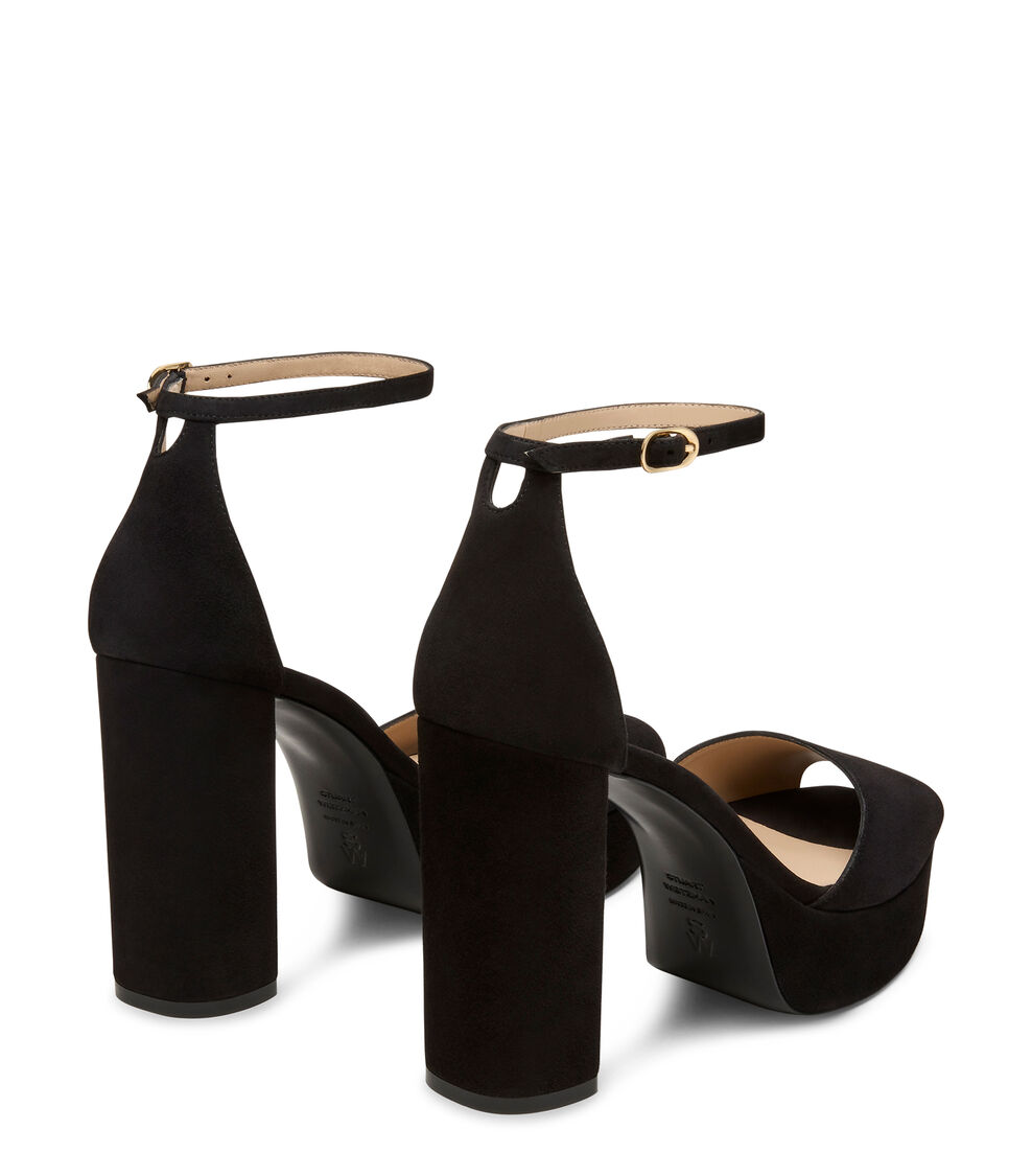 Stuart Weitzman SABRINA ANKLE-STRAP PLATFORM BLACK SN123SUEBLK
