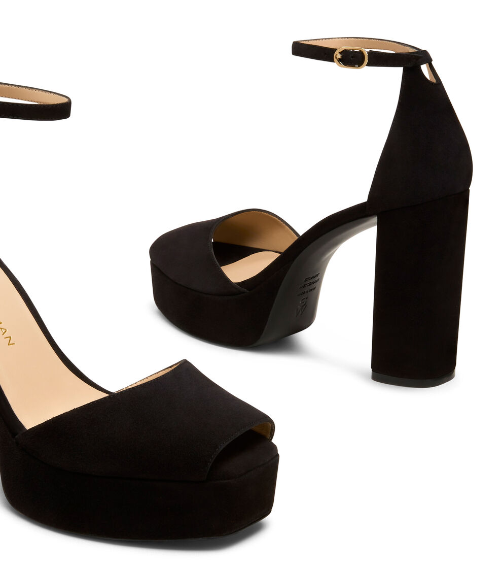 Stuart Weitzman SABRINA ANKLE-STRAP PLATFORM BLACK SN123SUEBLK
