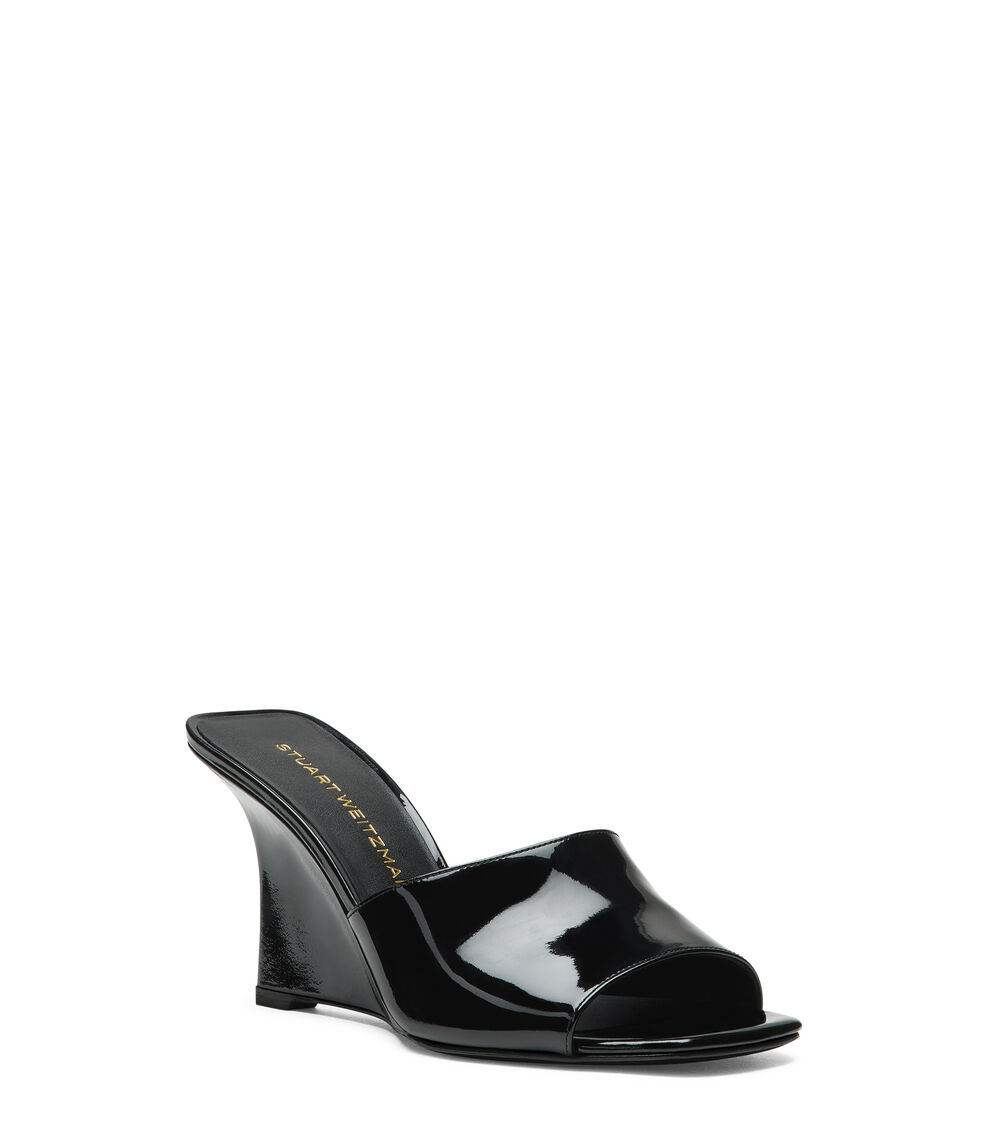 Stuart Weitzman VINNIE WEDGE MULE 85 BLACK SN833PATBLK