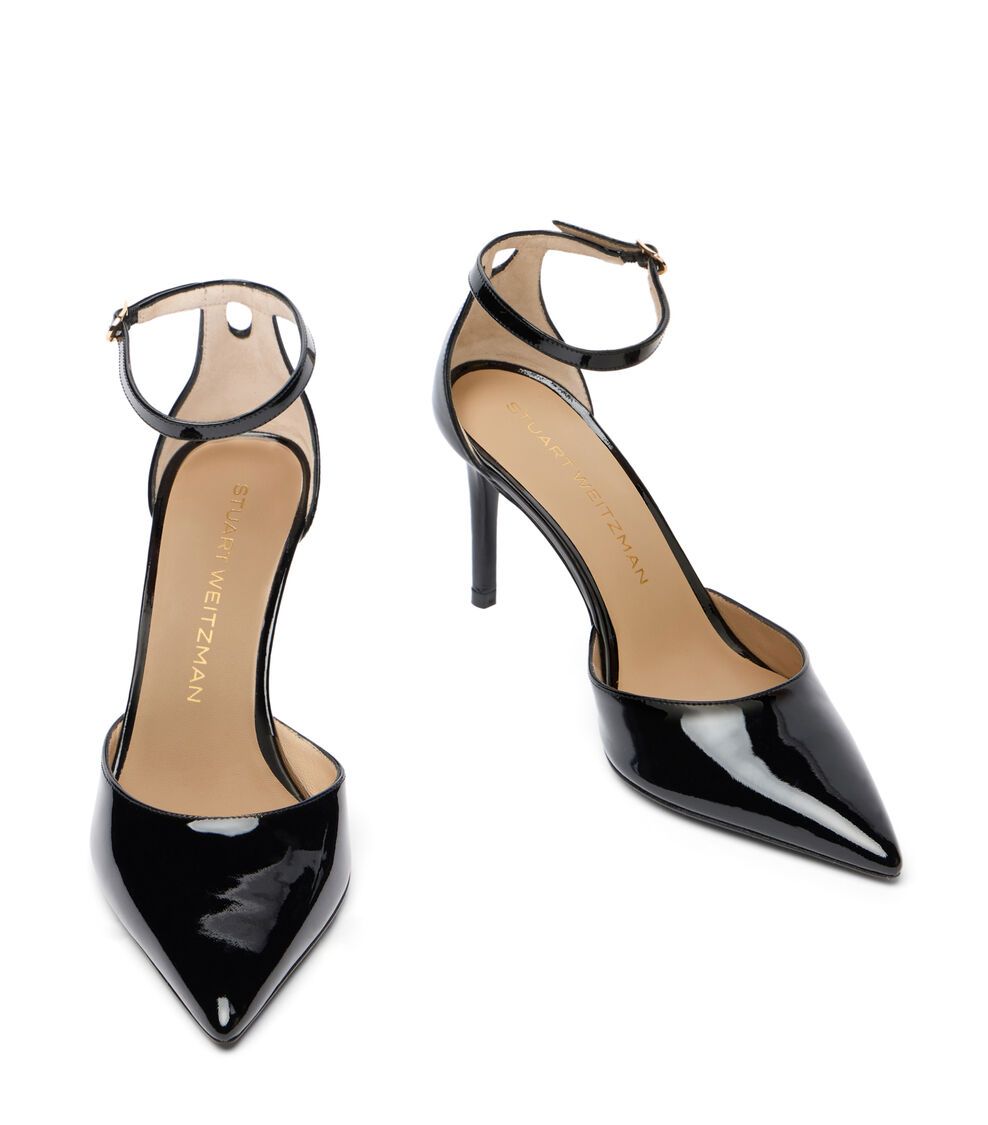 Stuart Weitzman STUART POWER STRAP 85 BLACK SM491PATBLK