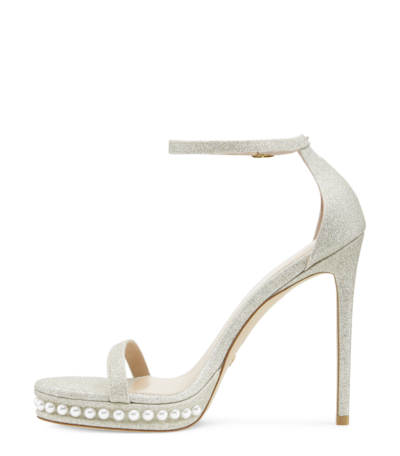 NUDISTDISCO PEARL SANDAL in PLATINO for Women Stuart Weitzman
