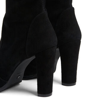 Black Suedette Block Heel Ankle Boots
