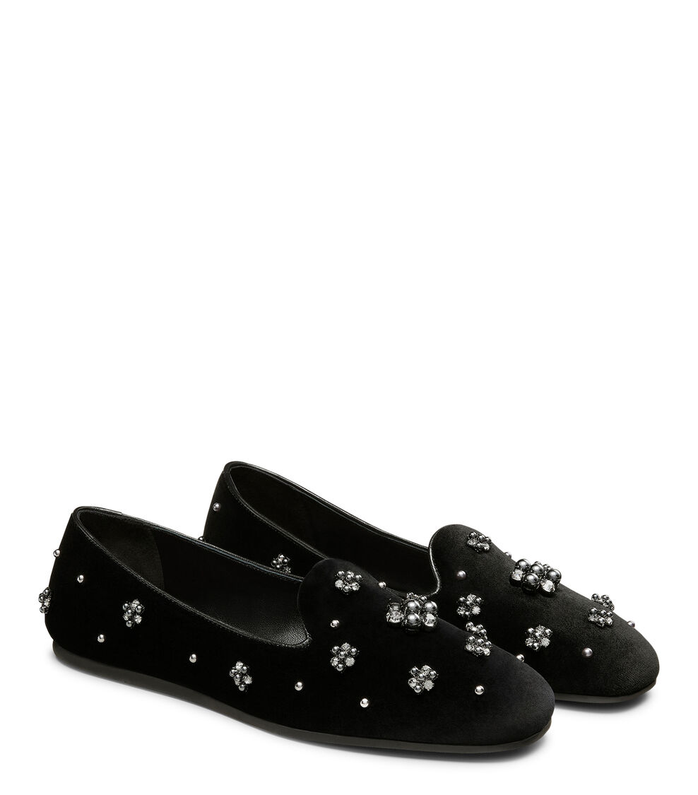 Stuart Weitzman POPPY LOAFER BLACK/GRAPHITE/BLACK SK112SLVXQT