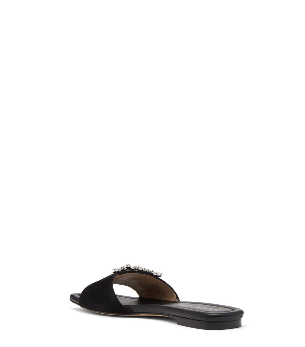 Stuart Weitzman SHINE BUCKLE SLIDE SANDAL BLACK SA719SUEBLK