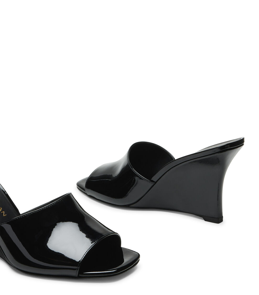 Stuart Weitzman VINNIE WEDGE MULE 85 BLACK SN833PATBLK