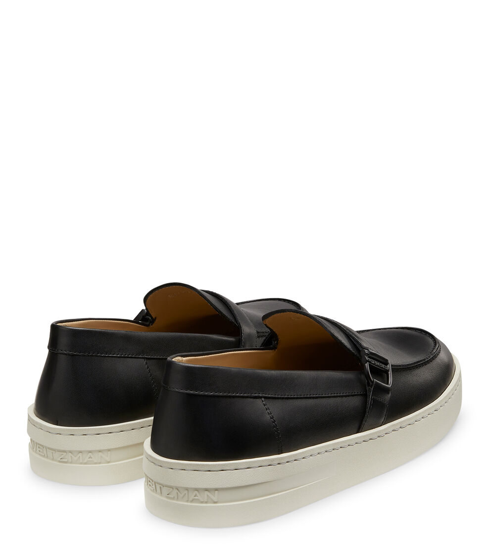 Stuart Weitzman HAMPTONS BUCKLE LOAFER BLACK SI179CALBLK