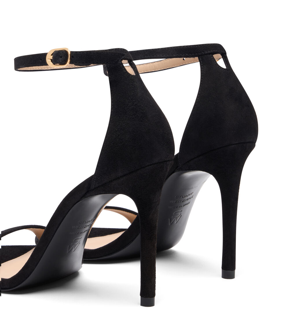 Stuart Weitzman NUDIST II SANDAL 100 BLACK SJ993SUEBLK