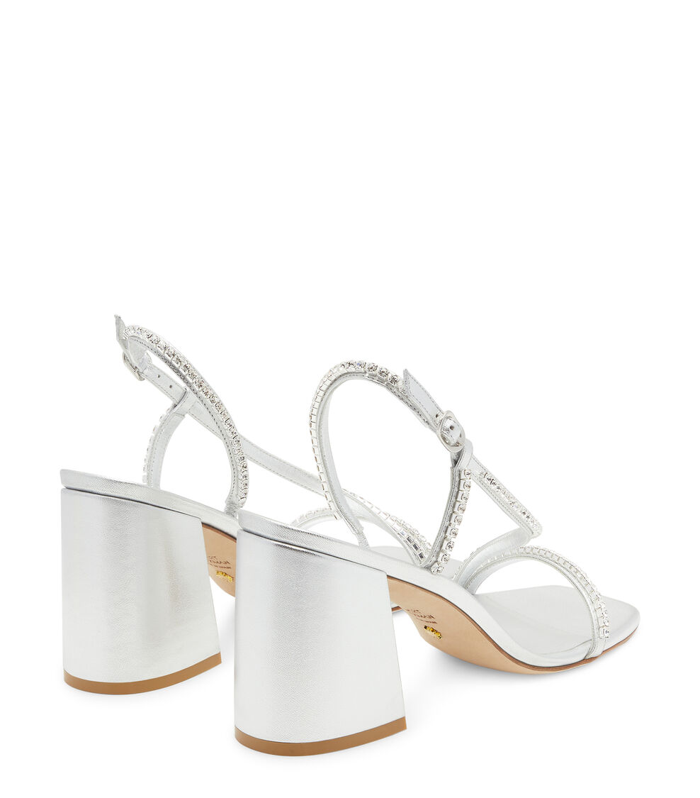 Stuart Weitzman SOIREE CRYSTAL 85 BLOCK SANDAL SILVER SE076LIEQ1E