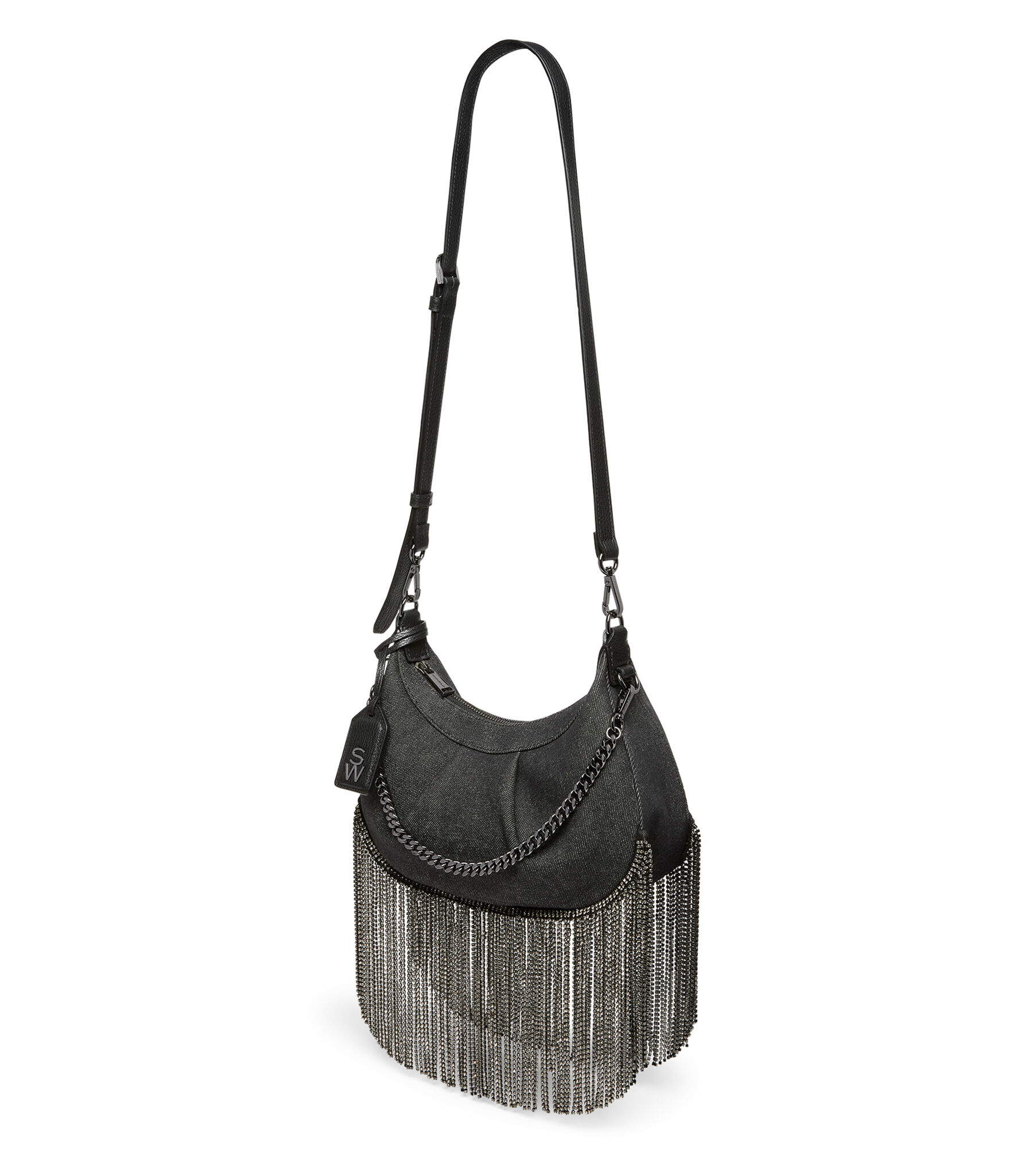 Black fringe shoulder bag top
