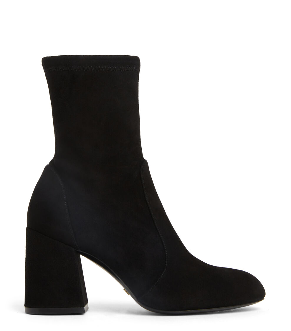 Stuart Weitzman FLAREBLOCK 85 STRETCH BOOTIE BLACK SF414SUSBLK