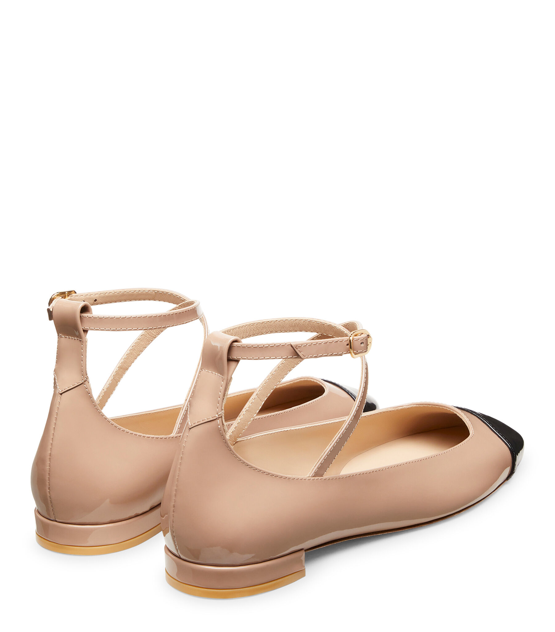EDEN STRAP FLAT in FAWN/BLACK for Women | Stuart Weitzman®