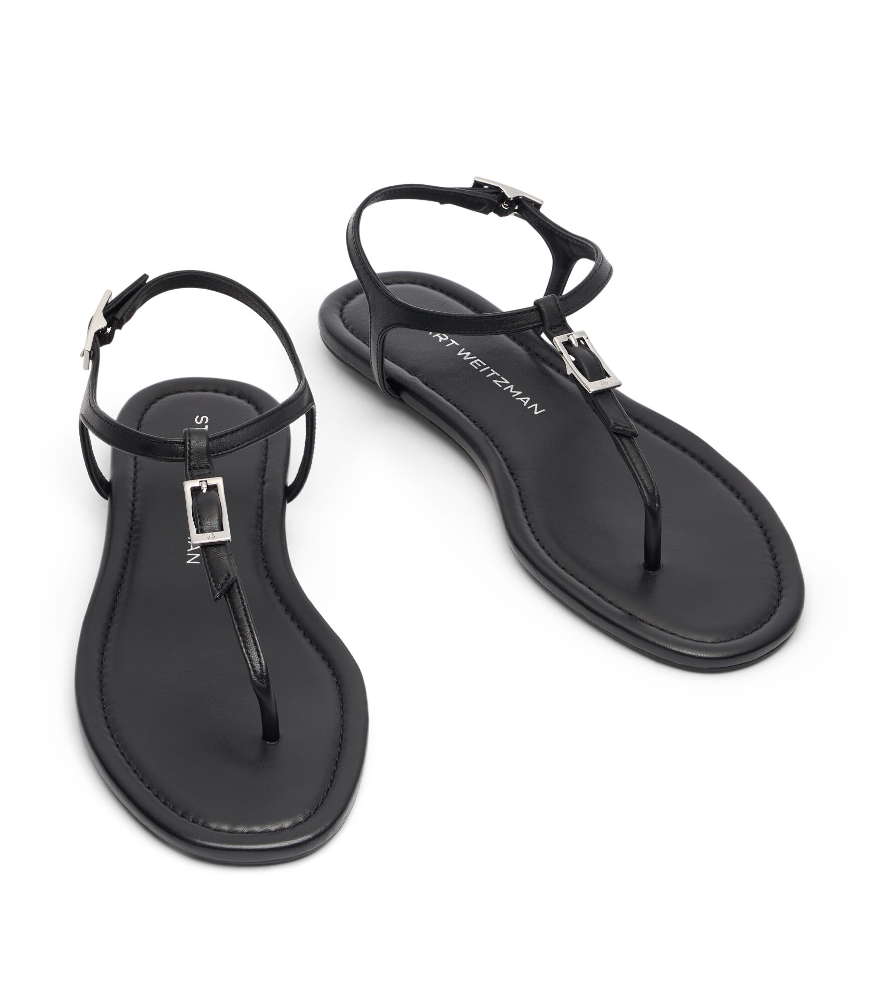 STUART WEITZMAN ショシ サンタル IETSTRAPSL049 BLACK GEORGIE T-STRAP in BLACK for Women | Stuart Weitzman®