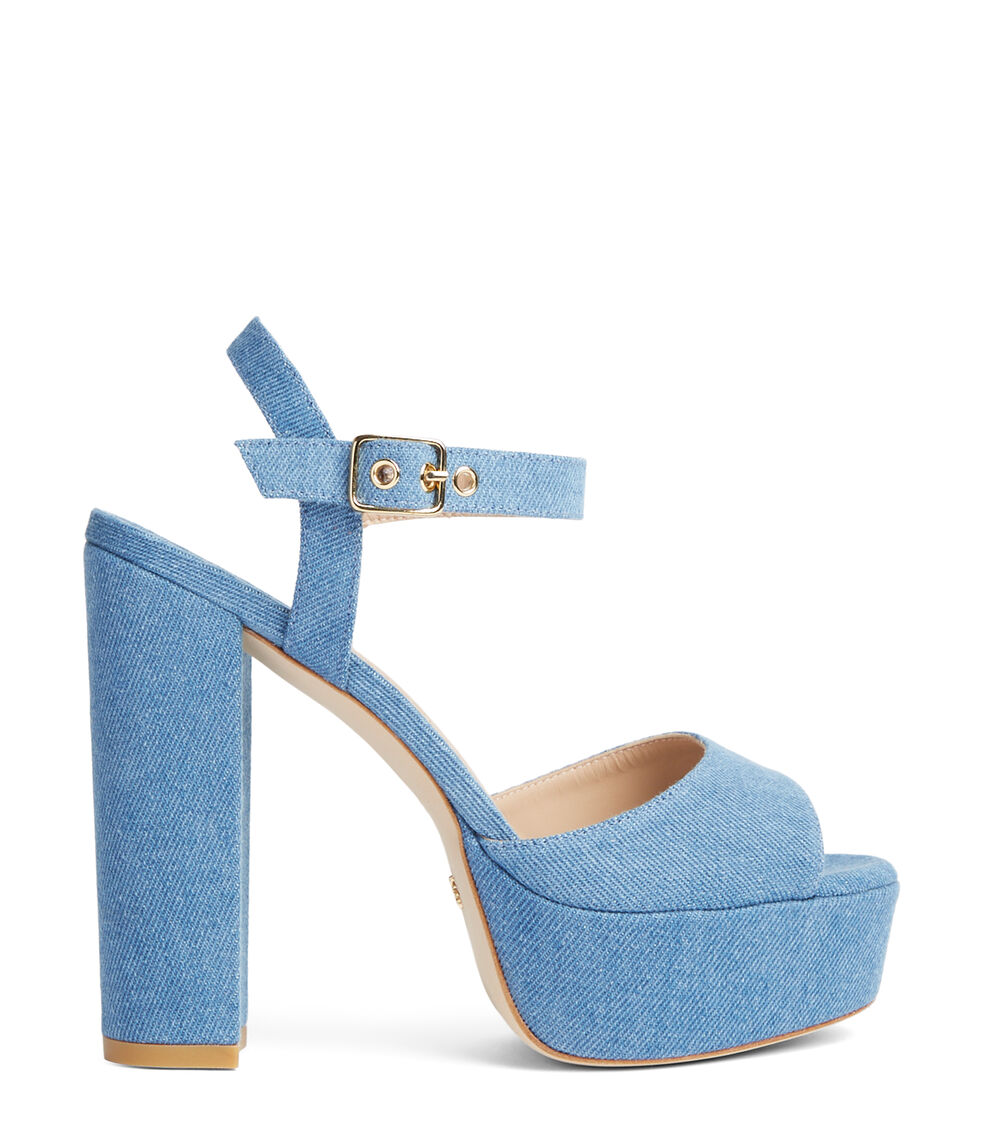 Stuart Weitzman RYDER 95 PLATFORM SANDAL BLU EFFETTO D&Eacute;LAV&Eacute; SE395VDMS9N