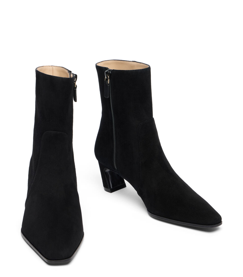 Stuart Weitzman STASSI ZIP BOOTIE 50 BLACK SM498SUEBLK