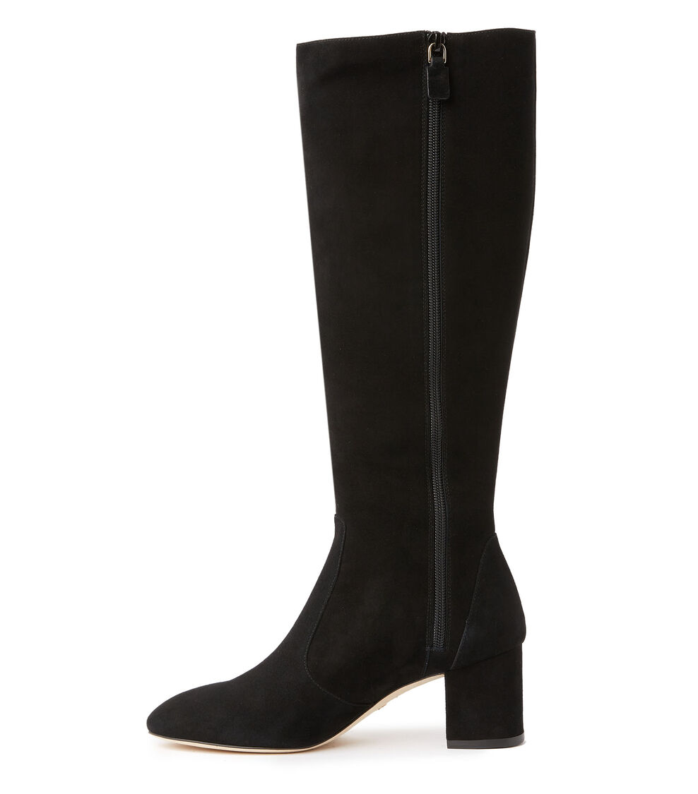 Stuart Weitzman YULIANA 60 KNEE-HIGH ZIP BOOT BLACK SC708SUEBLK