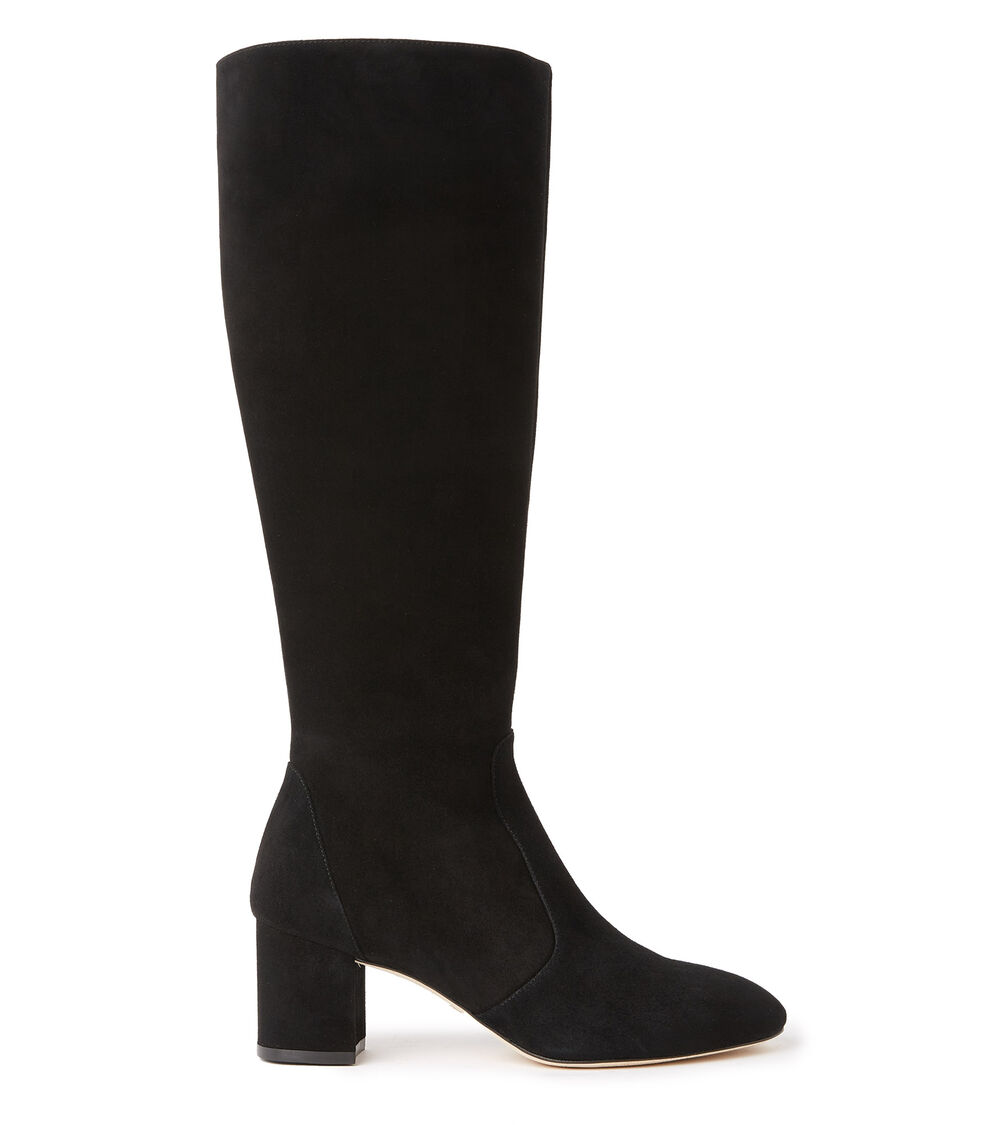 Stuart Weitzman YULIANA 60 KNEE-HIGH ZIP BOOT BLACK SC708SUEBLK