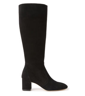 Stuart Weitzman YULIANA 60 KNEE-HIGH ZIP BOOT BLACK SC708SUEBLK