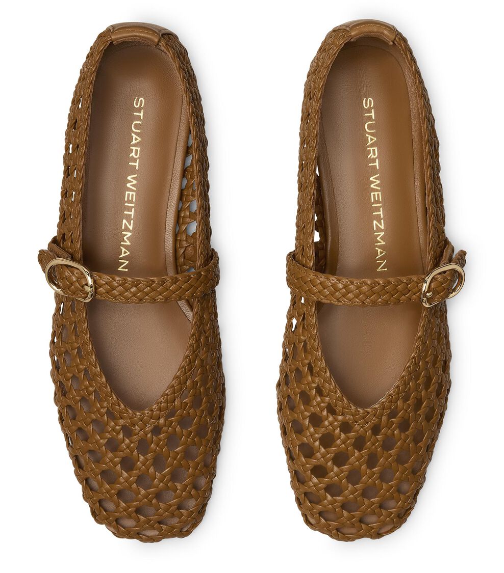 Stuart Weitzman PRIMA WOVEN MARY JANE BOHO TAN SN724FIKYVY