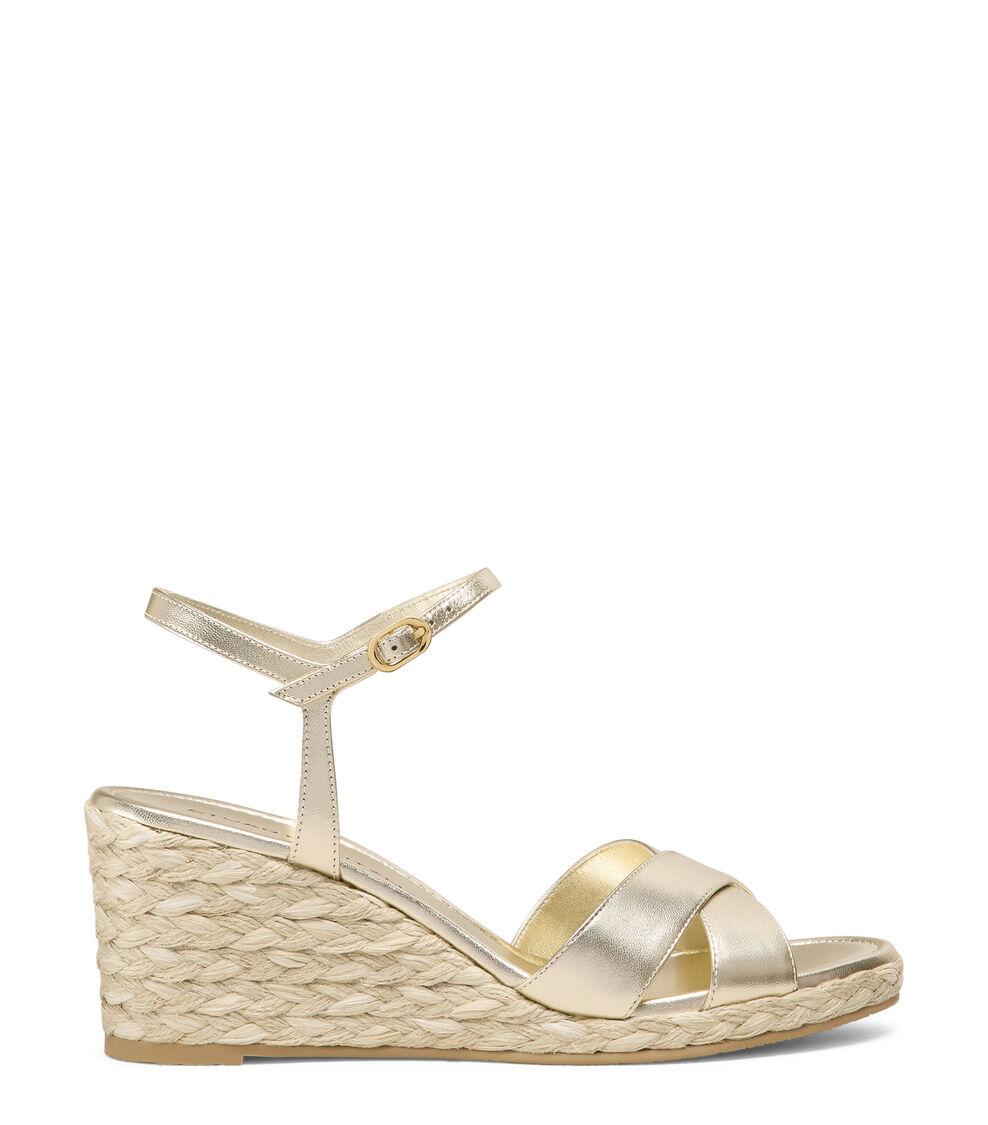 Stuart Weitzman DAYNA ESPADRILLE WEDGE LIGHT GOLD/NATURAL SK994LQJVLW