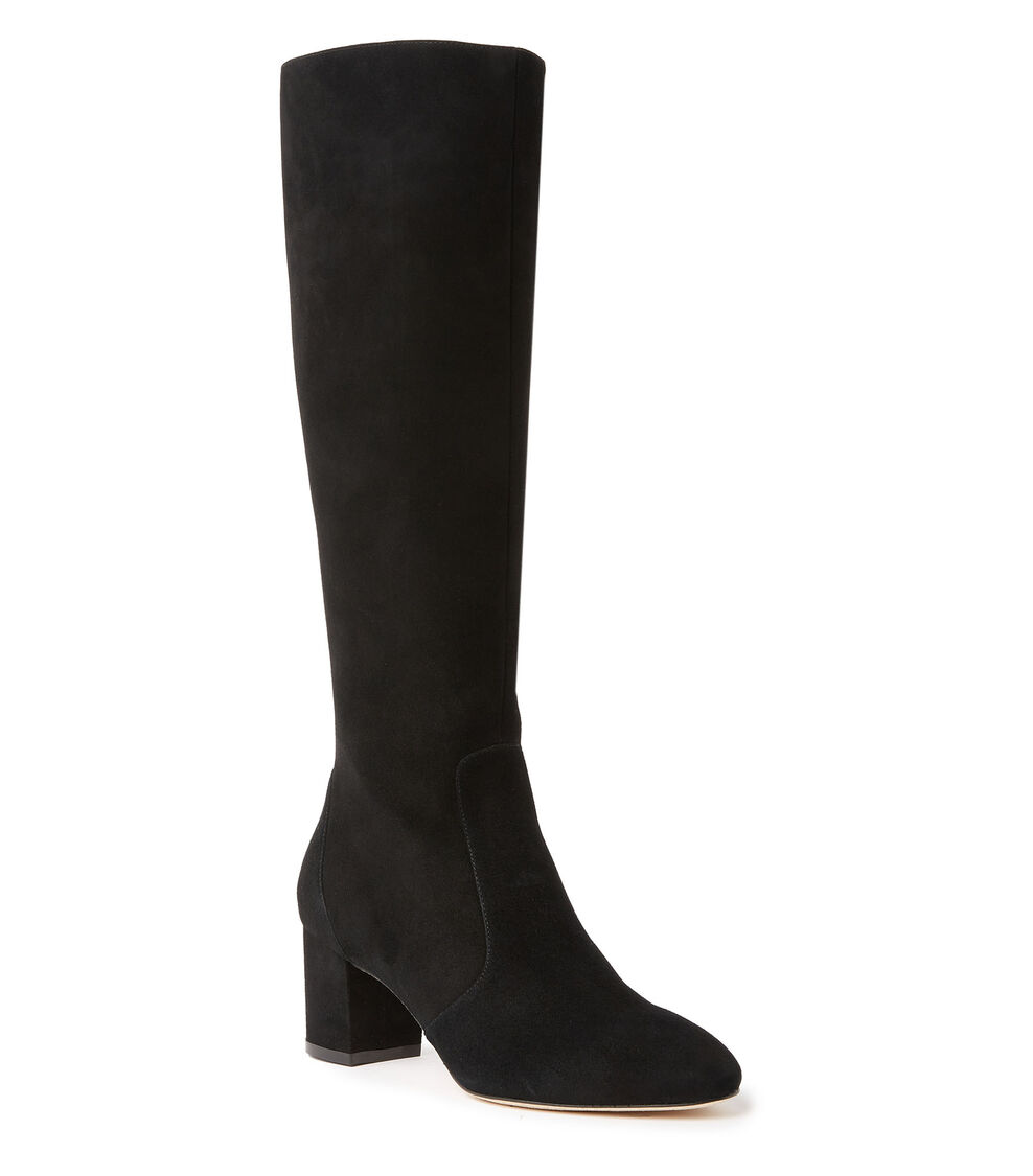 Stuart Weitzman YULIANA 60 KNEE-HIGH ZIP BOOT BLACK SC708SUEBLK