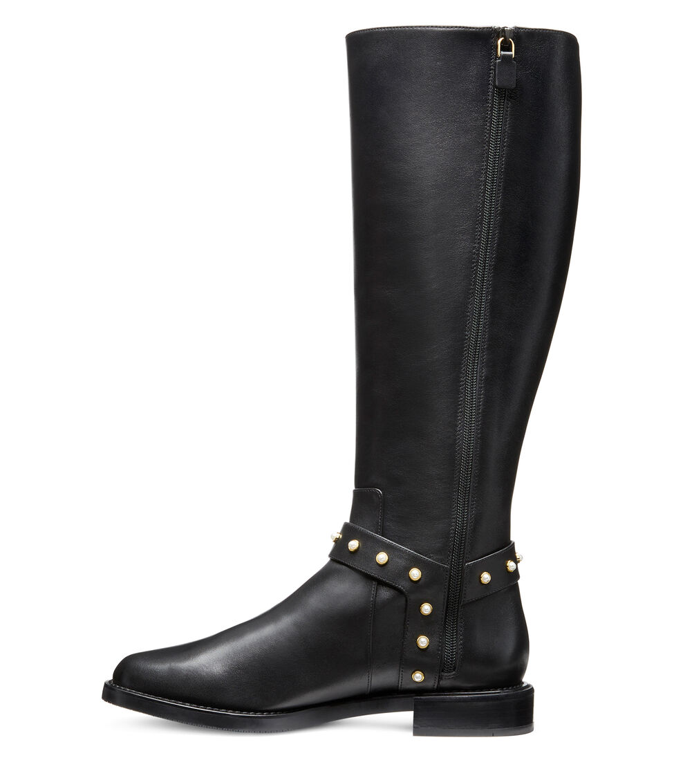 Stuart Weitzman PEARL MOTO BOOT BLACK SB870SMOBLK