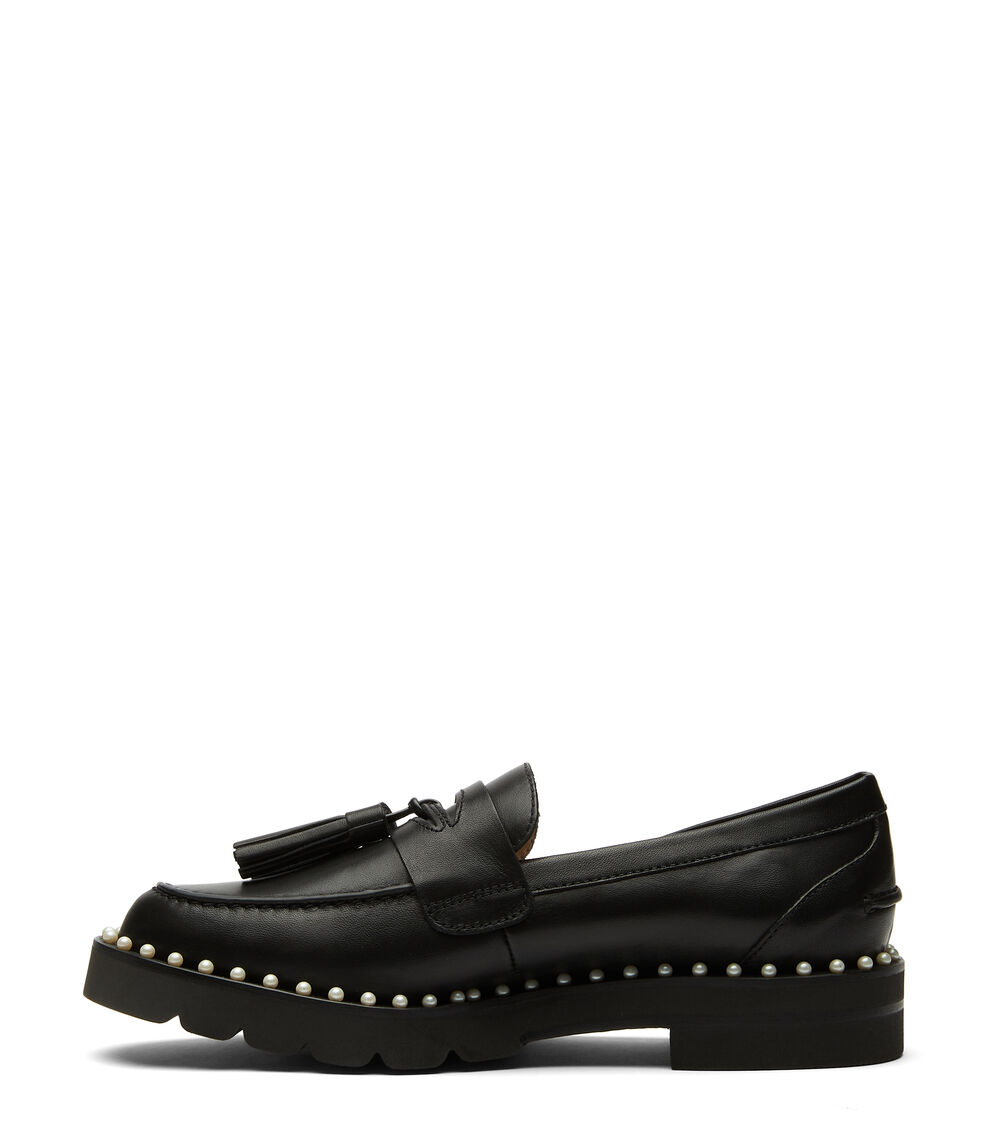 Stuart Weitzman MILA LIFT PEARL LOAFER BLACK S5845CHIBLK