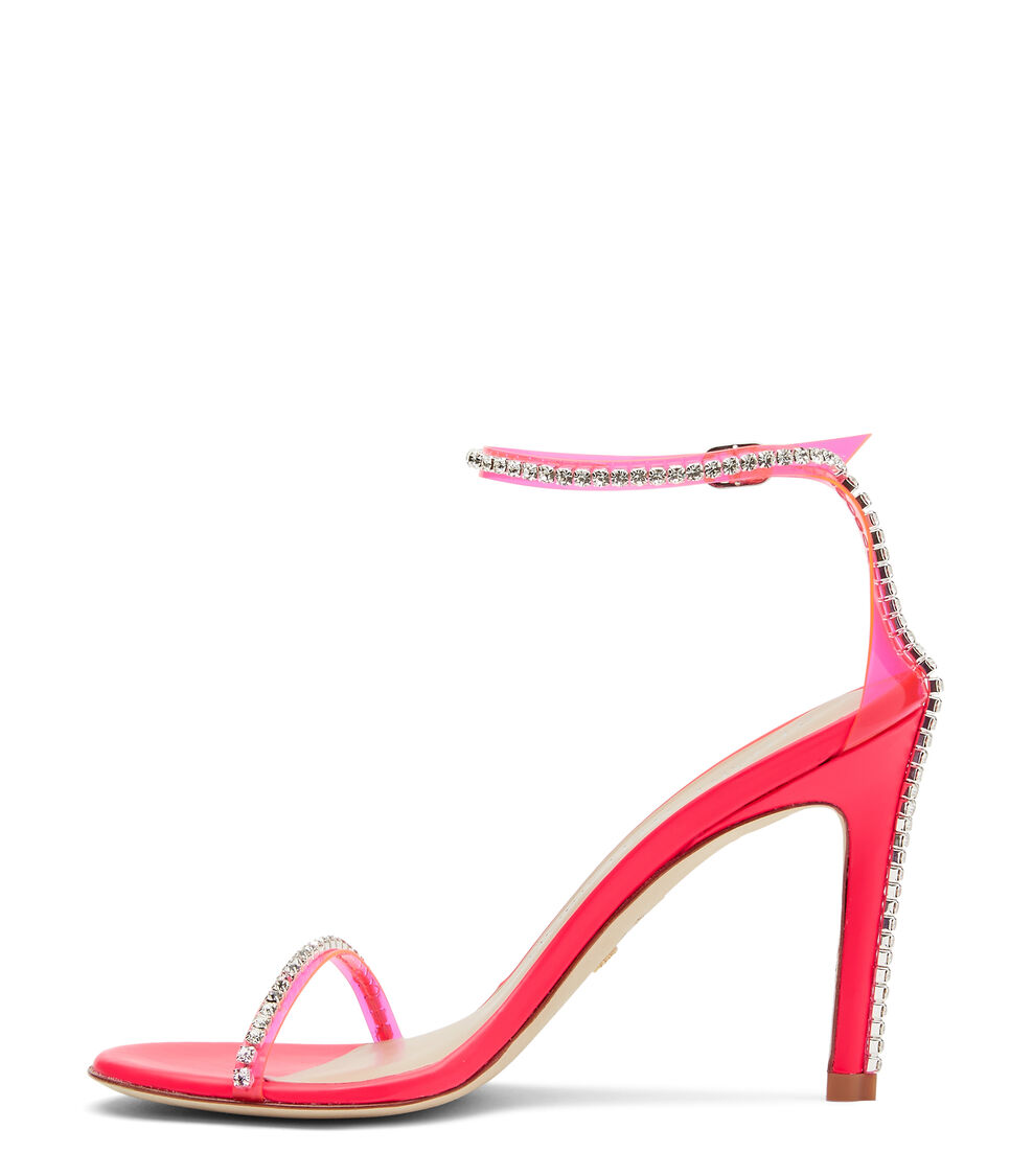 Stuart Weitzman NUDISTGLAM 100 SANDAL NEON PINK SC009FUPUKQ