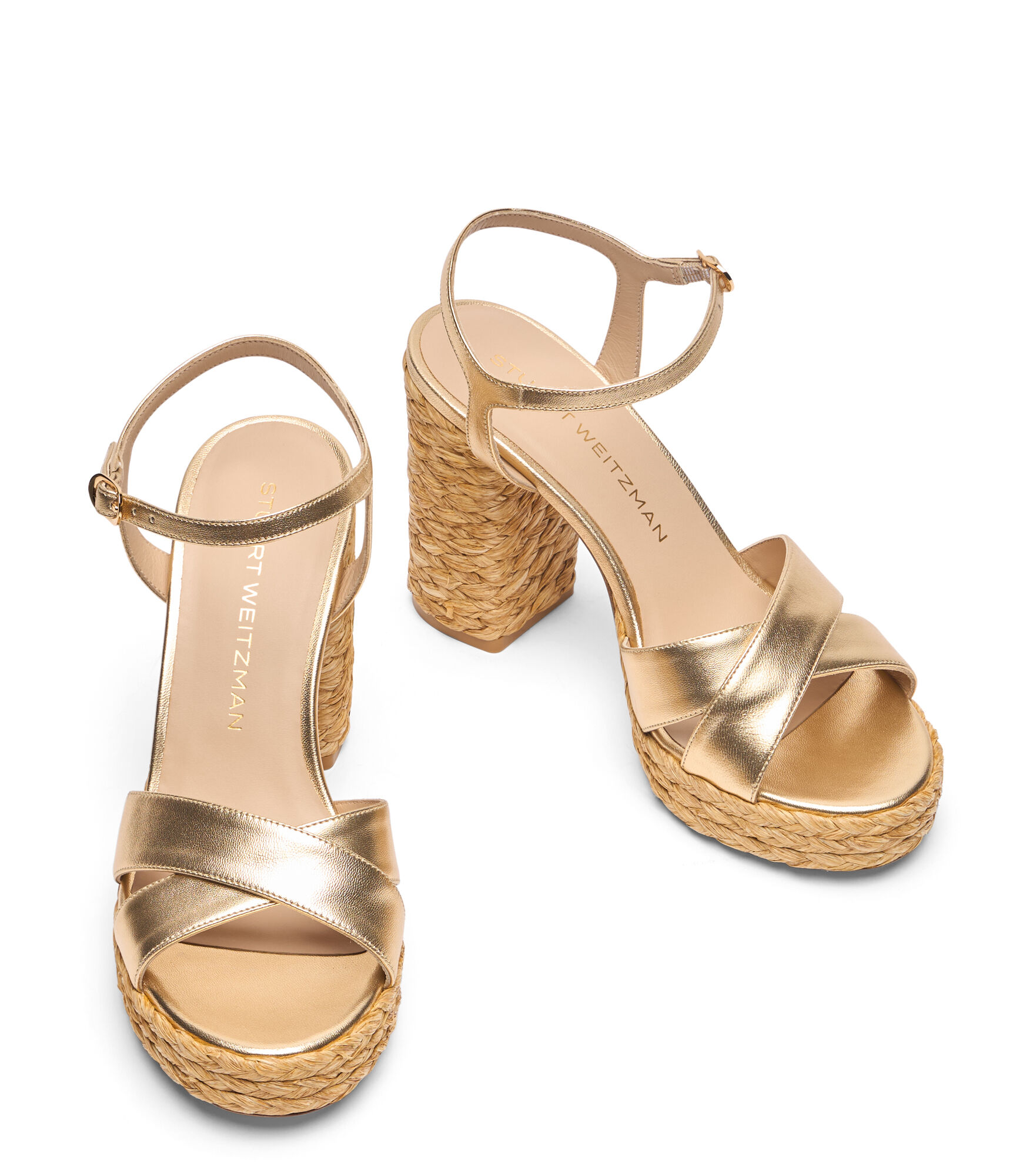 DAYNA PLATFORM SANDAL in GOLDEN/NATURAL for Women | Stuart Weitzman®