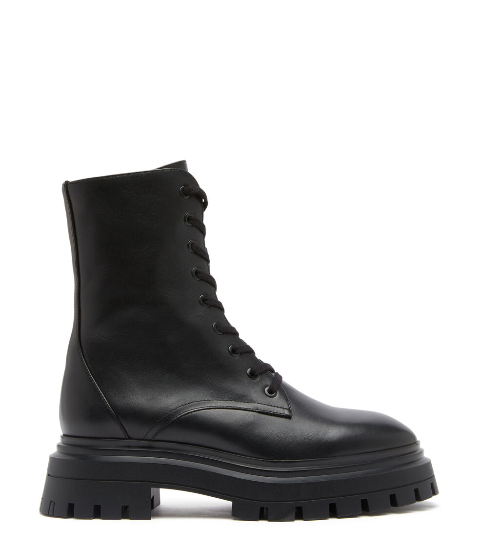 Stuart Weitzman BEDFORD SLEEK LACE-UP BOOTIE BLACK SC862SMOBLK