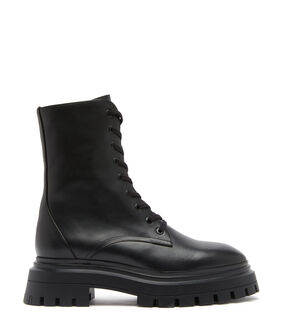 Stuart Weitzman BEDFORD SLEEK LACE-UP BOOTIE BLACK SC862SMOBLK