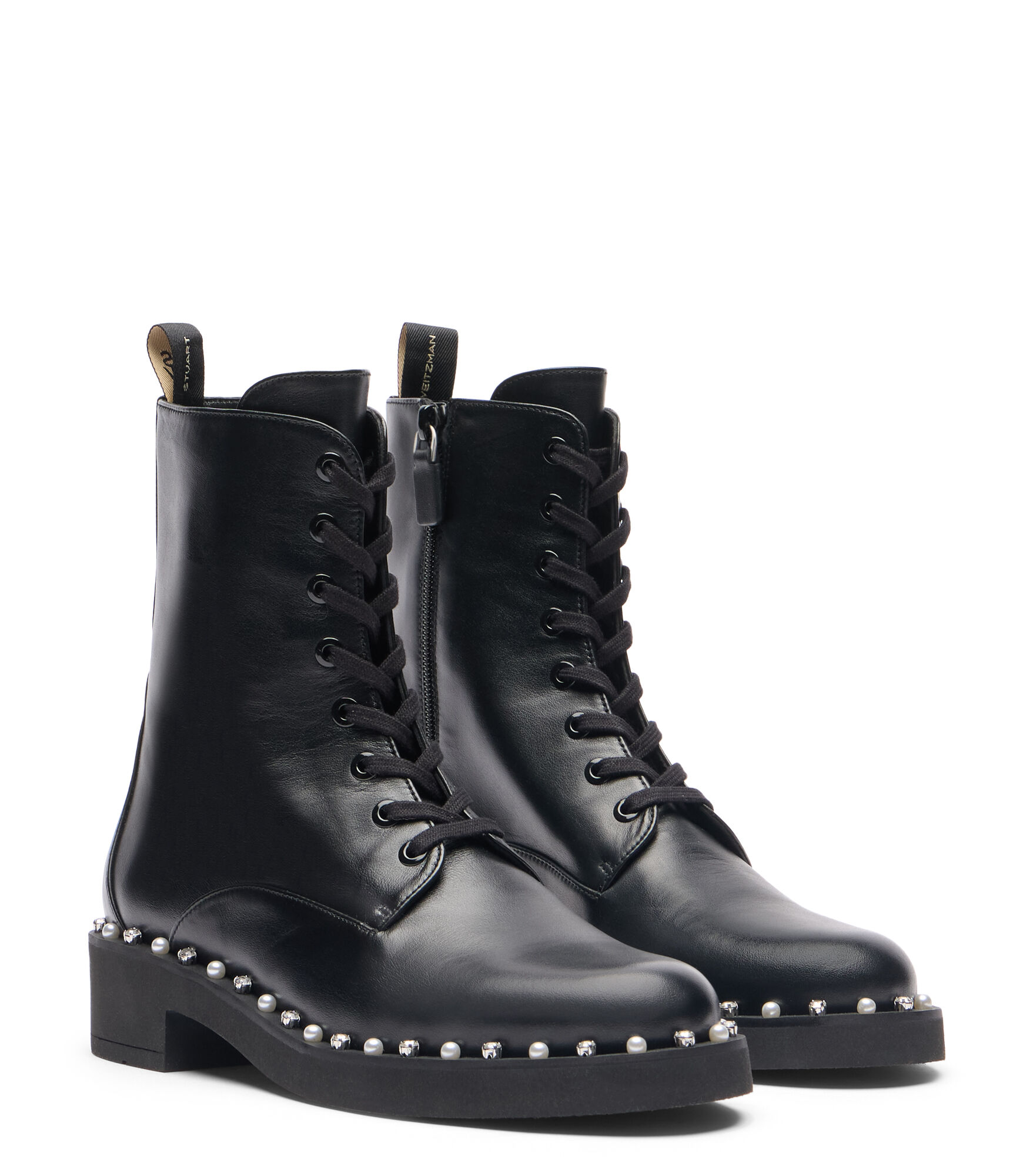 REVERIE LACE UP BOOTIE in BLACK for Women Stuart Weitzman UK