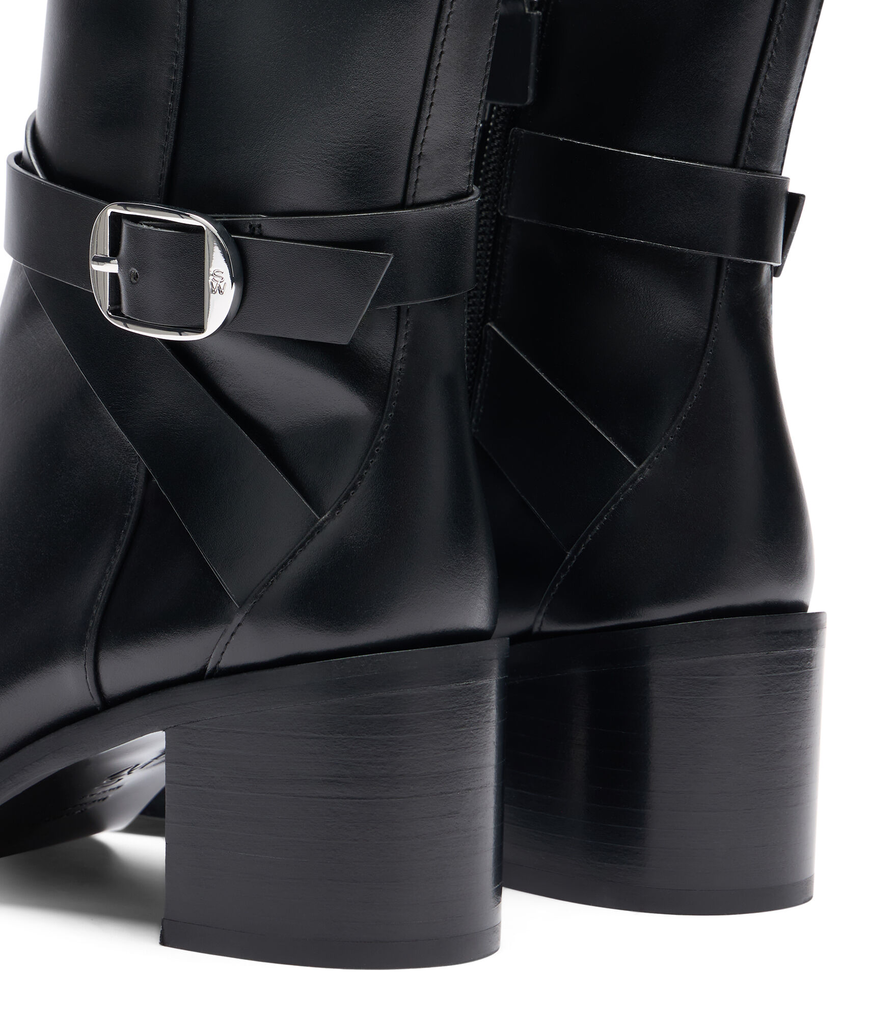 ESME BELTED ZIP BOOTIE in BLACK for Women | Stuart Weitzman®