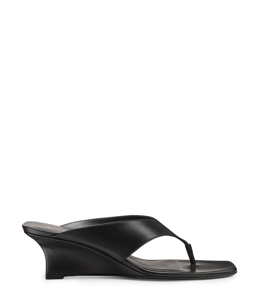 Stuart Weitzman VINNIE WEDGE THONG 50 BLACK SN715PATBLK