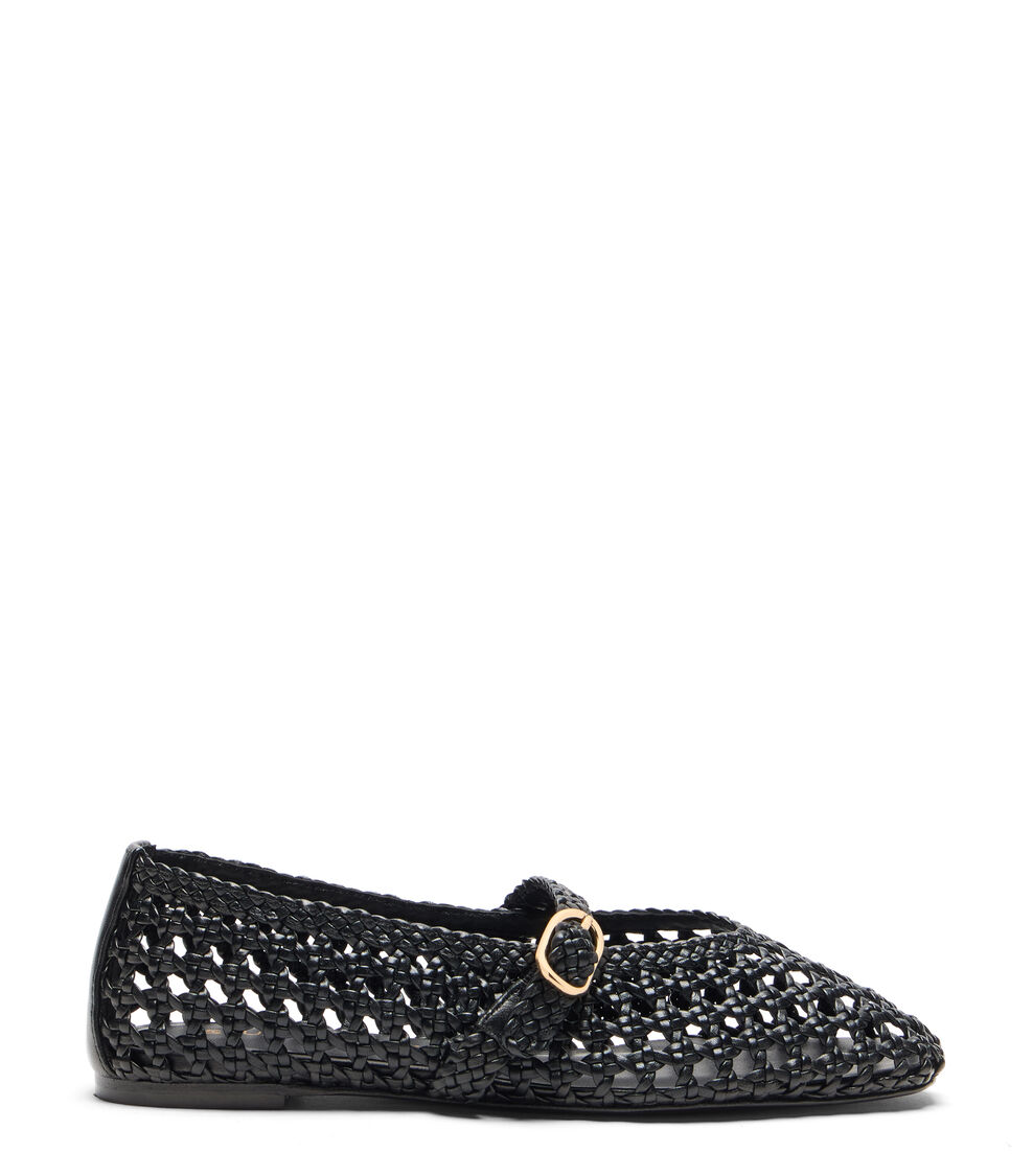 Stuart Weitzman PRIMA WOVEN MARY JANE BLACK SN724FIKBLK