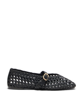 Stuart Weitzman PRIMA WOVEN MARY JANE BLACK SN724FIKBLK