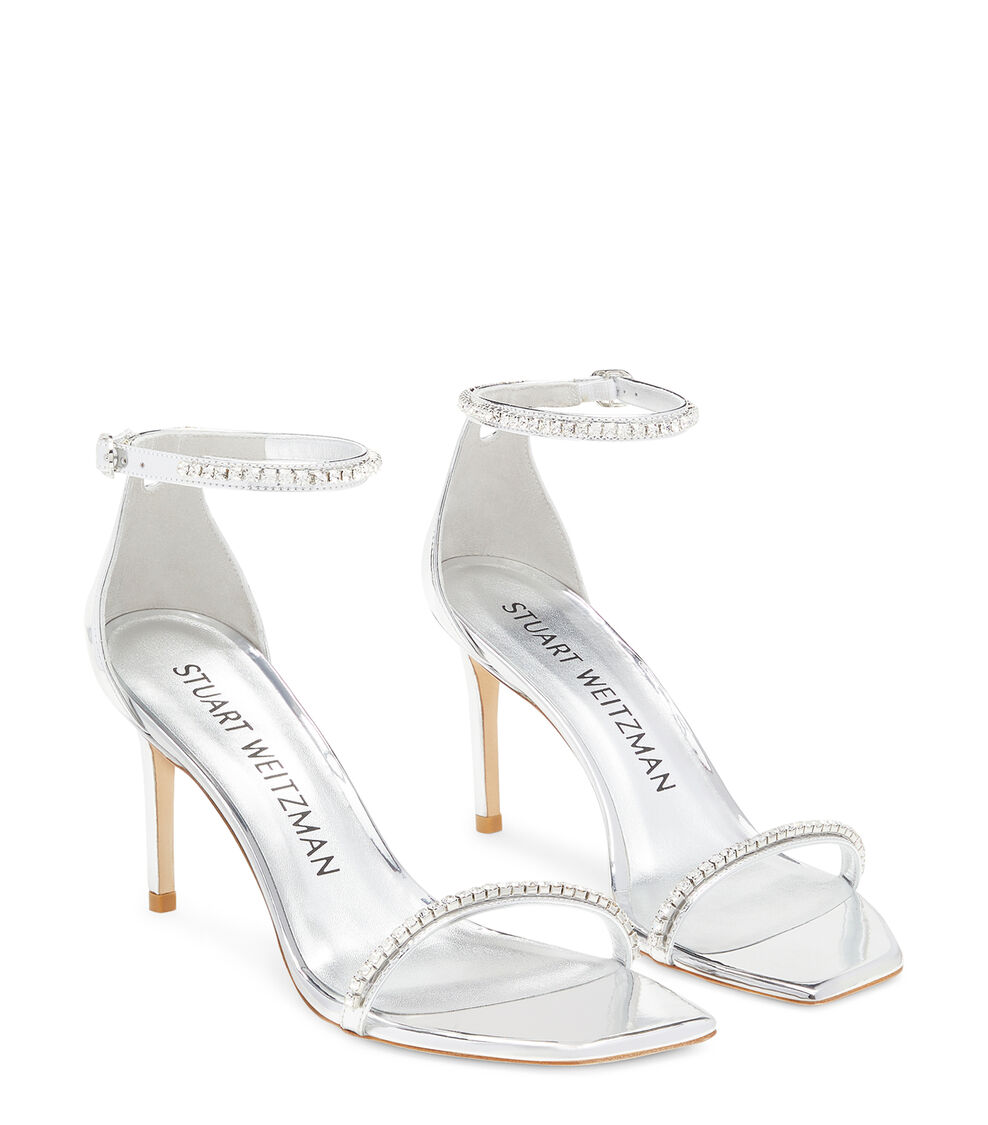 Stuart Weitzman NUDISTCURVE GLAM II 85 SANDAL ARGENT SE108SLLQ1E