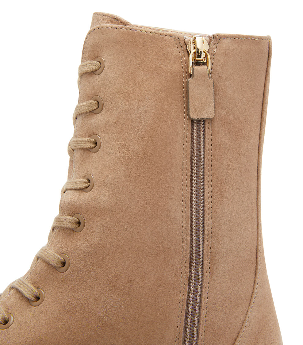 Stuart Weitzman BEDFORD SLEEK LACE-UP BOOTIE CASHMERE SD592SUEVAS