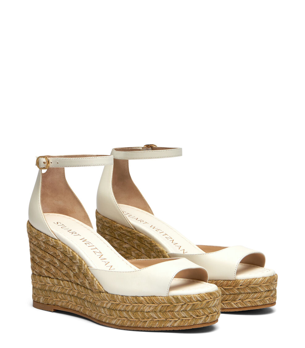 Stuart Weitzman NUDISTIA ESPADRILLE WEDGE CREAM SH626LARCRM