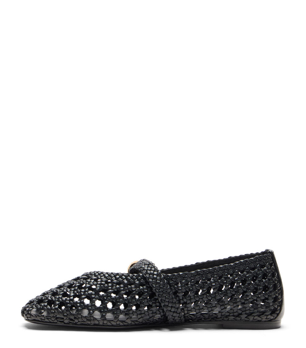 Stuart Weitzman PRIMA WOVEN MARY JANE BLACK SN724FIKBLK