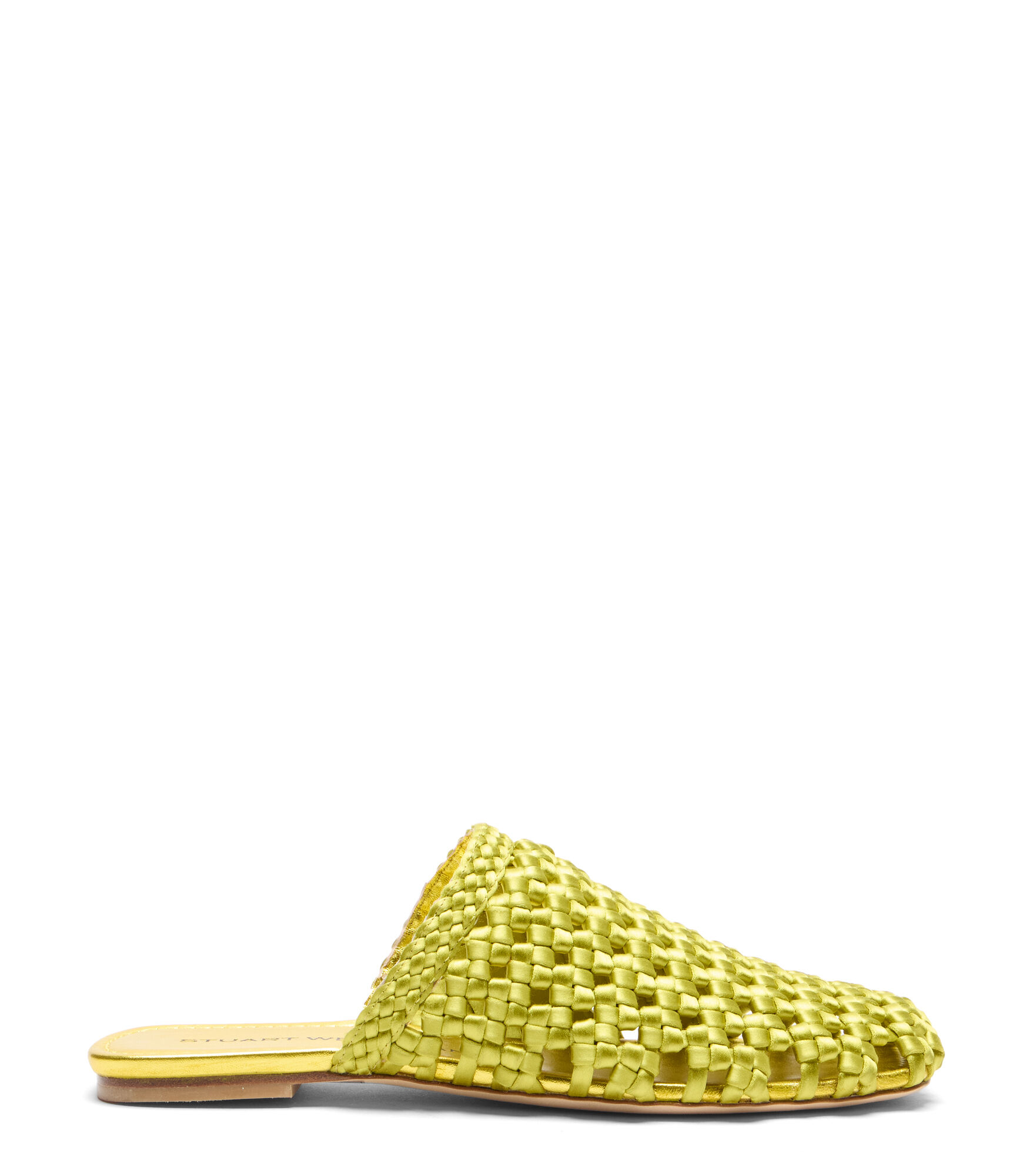 Stuart Weitzman, MARINA MULE, SANDALS, OCRE/CITRINE, KNOTTED SATIN WOVEN