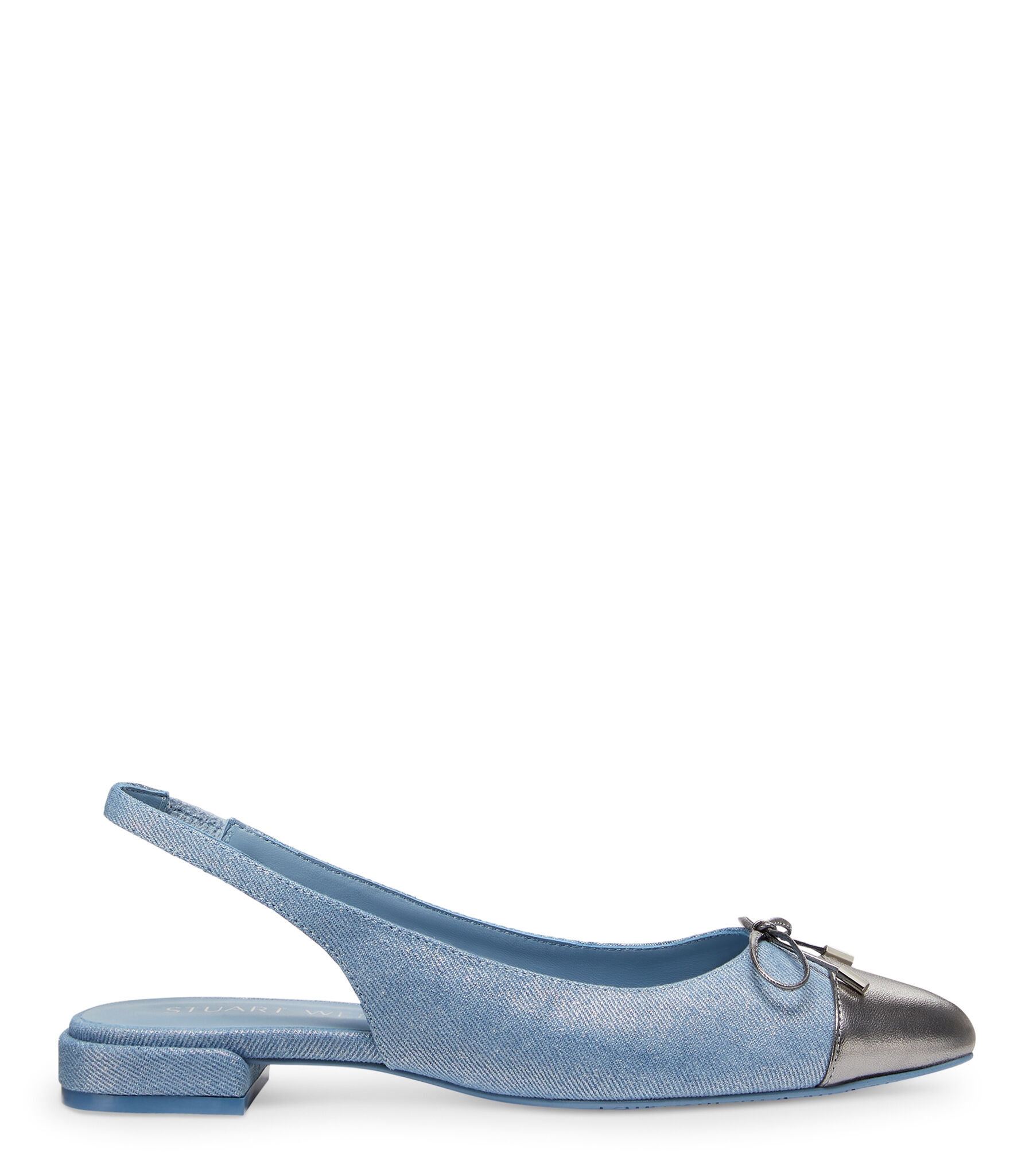 SLEEK BOW SLINGBACK FLAT in SILVER/GUNMETAL for Women