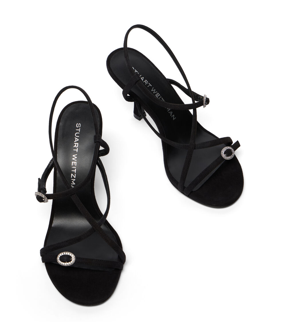 Stuart Weitzman KENSINGTON STRAPPY SANDAL 85 BLACK SN110SUEBLK