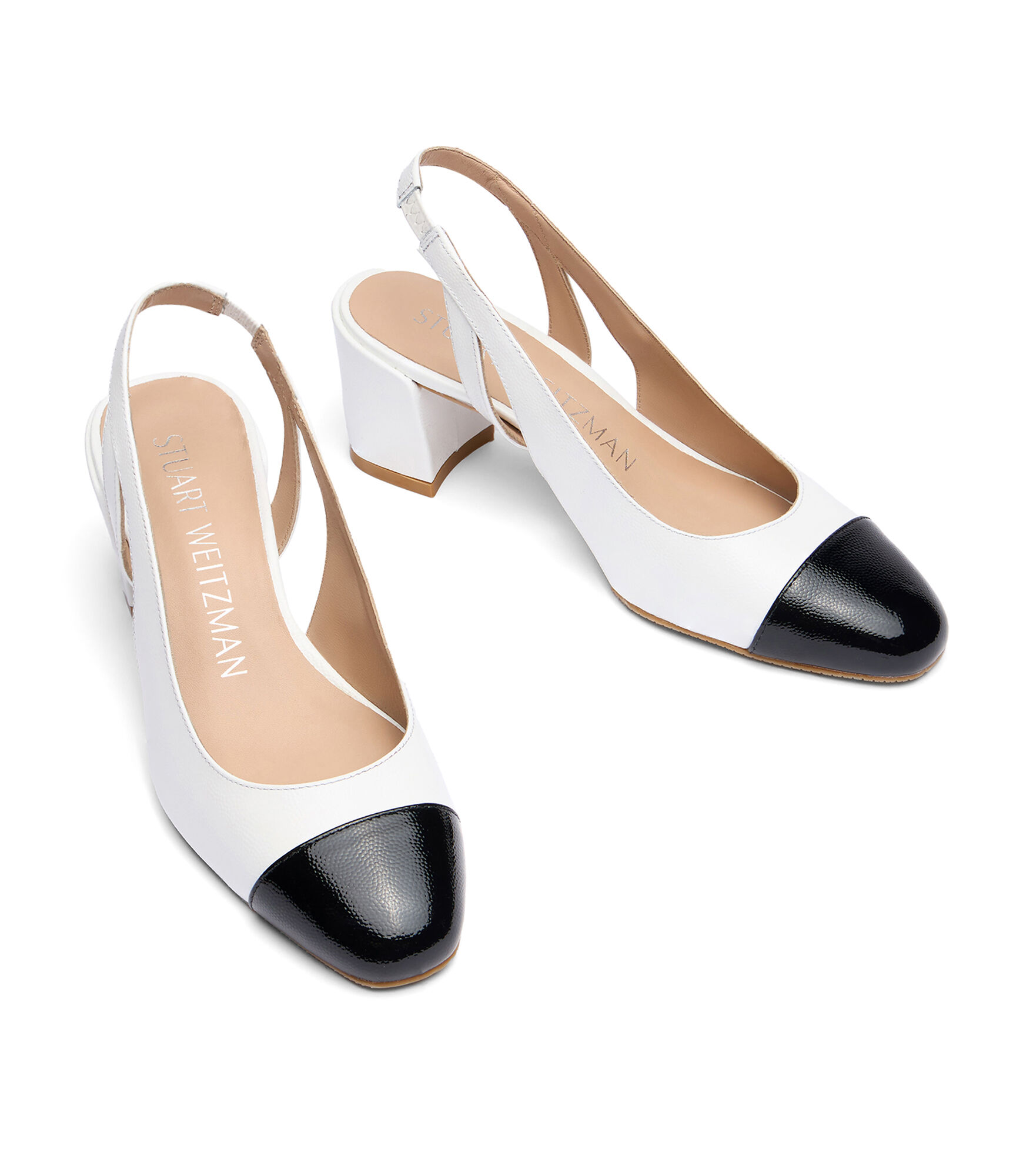 Black and white slingback heels discount