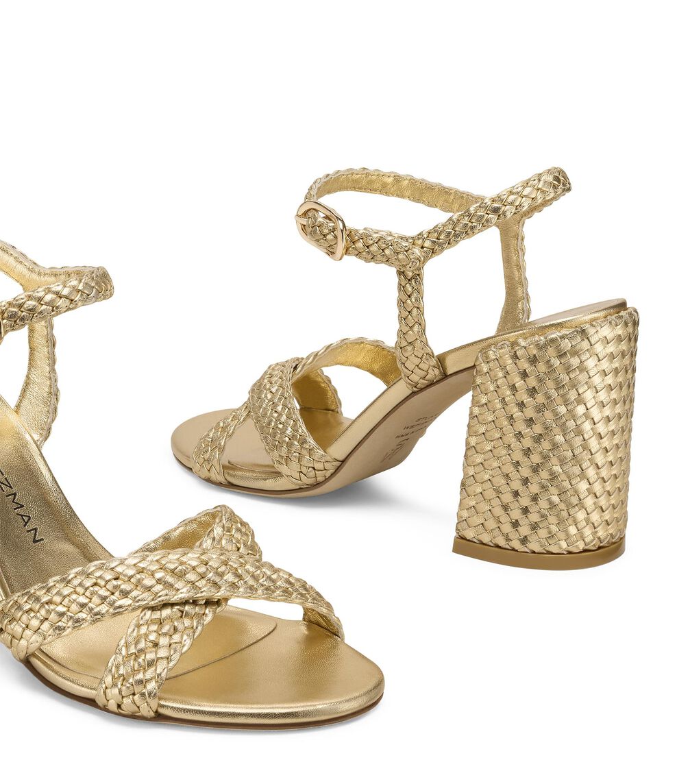 Stuart Weitzman ALYSSA WOVEN BLOCK 85 GOLDEN SN781MEWGOE