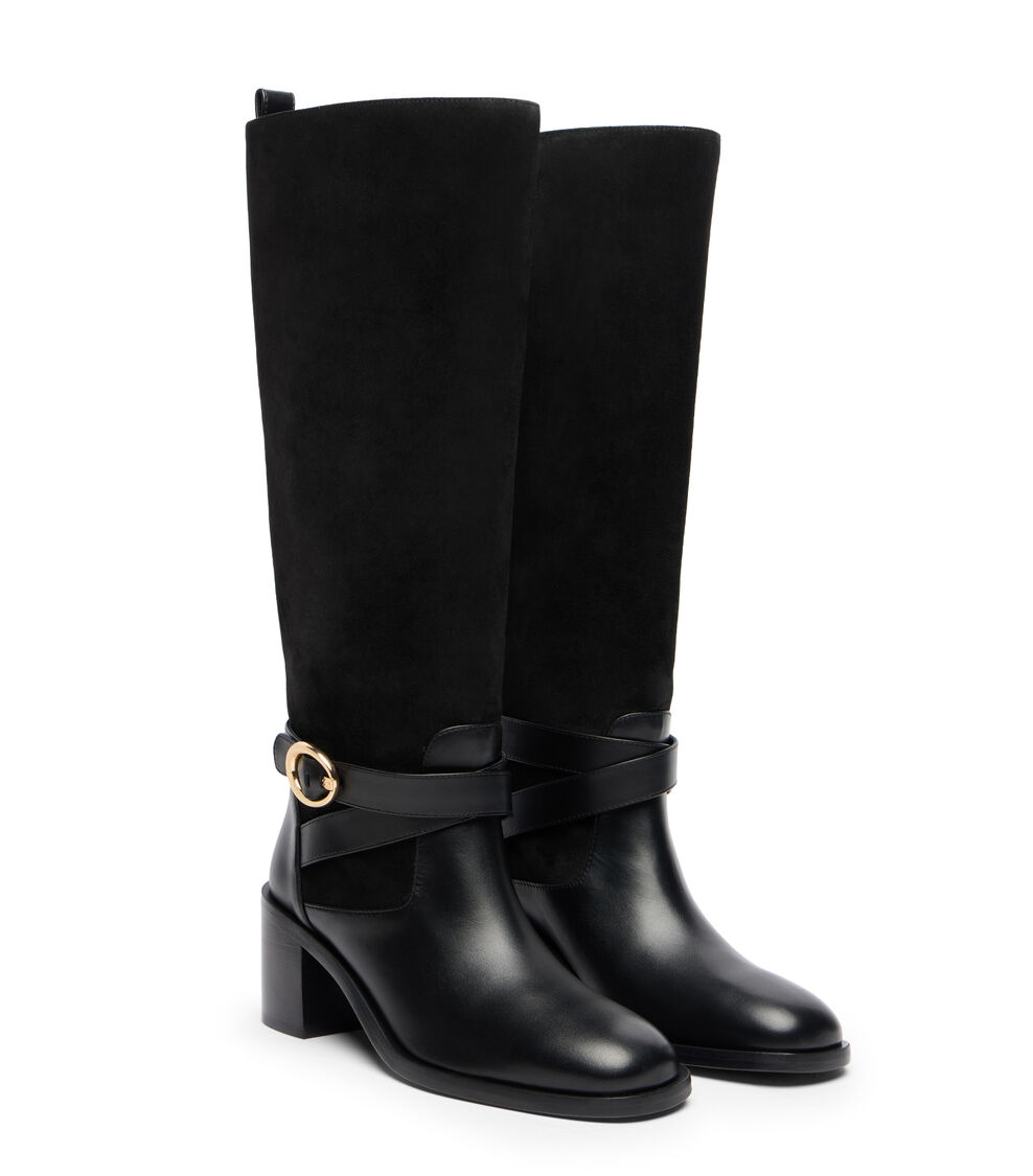 Stuart Weitzman BENNI RIDING BOOT 55 BLACK SM400JQJBLK
