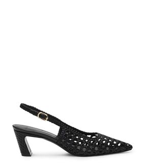 Stuart Weitzman STASSI WOVEN SLINGBACK 50 BLACK SN778FIKBLK