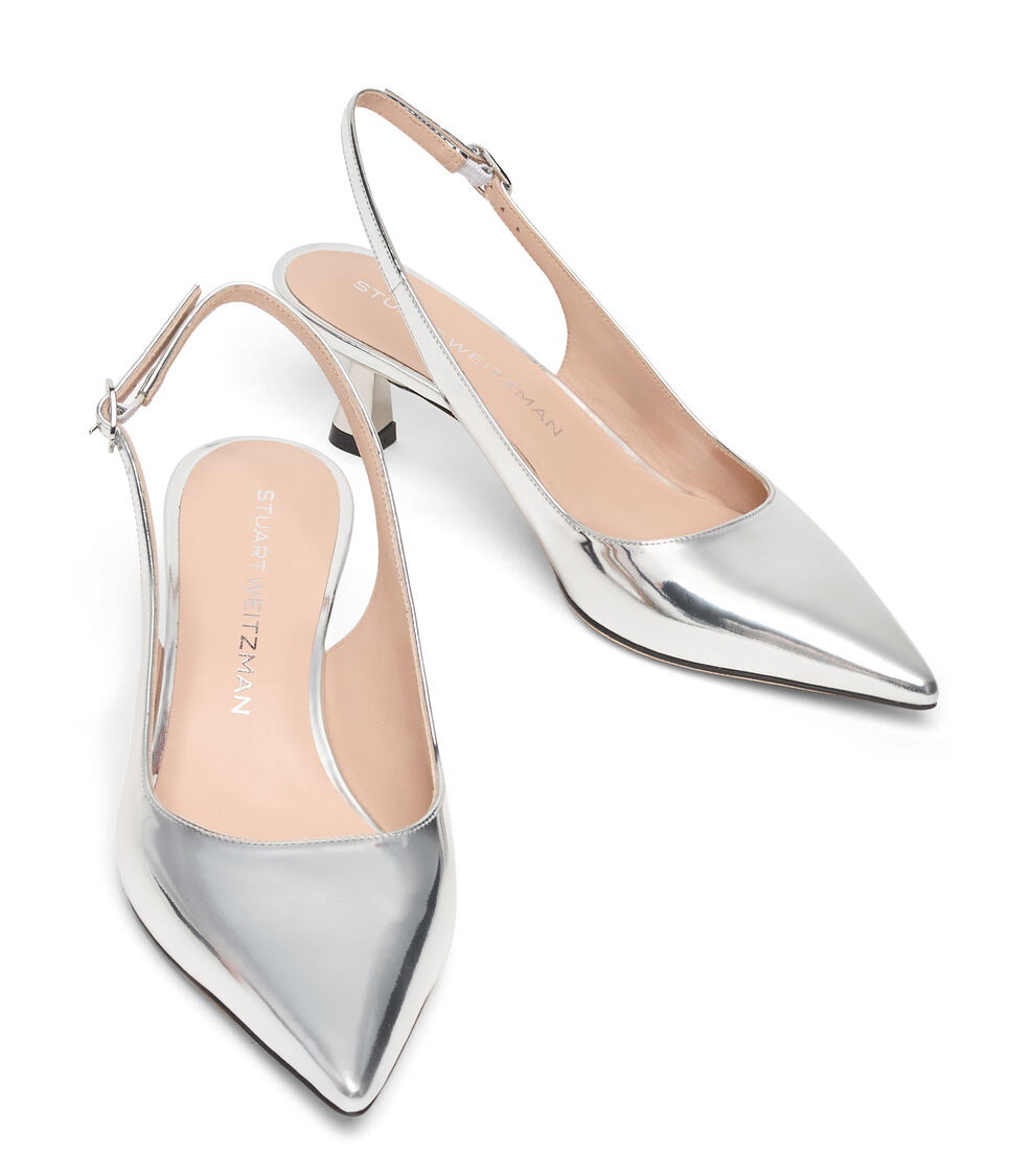 Stuart Weitzman STUART SCULPT SLINGBACK 50 SILVER SO050LSPSLV